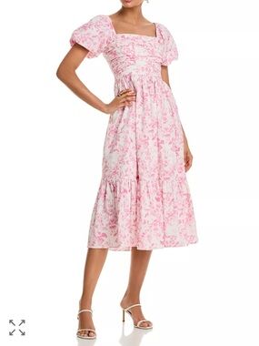 Aqua Pink Floral Midi Dress